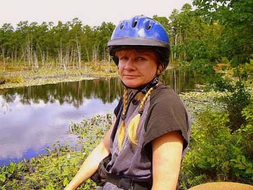 Guest Author Ellen Wilson, with Goshen Pond in the background.