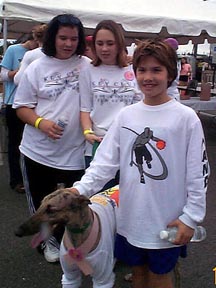 Max was sorry to leave the company of these young ladies, who also walked the 5 miles to help raise money towards the cure of breast cancer 